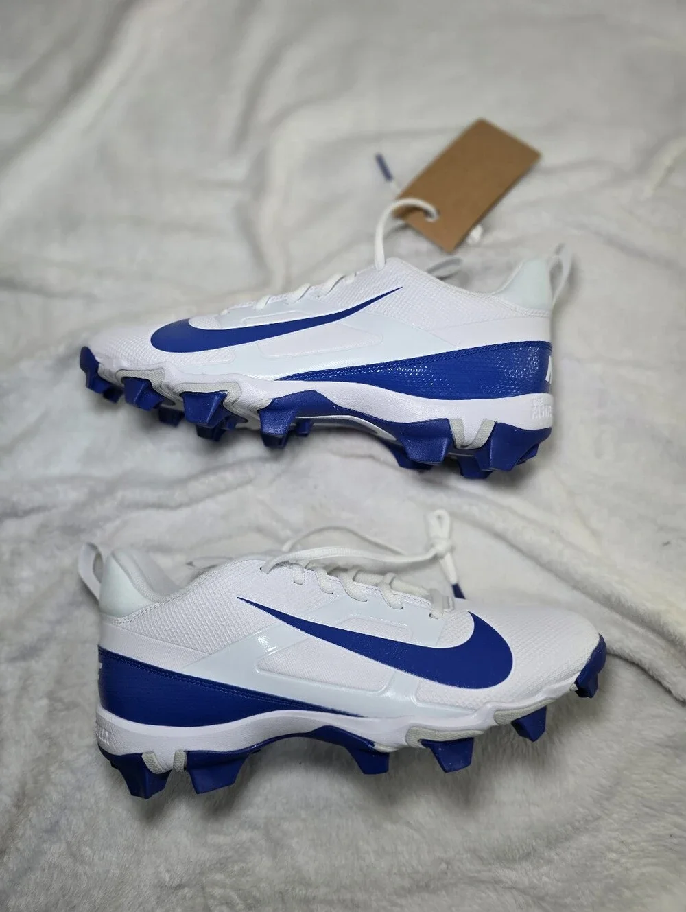 Nike Alpha Menace 4 Shark Football Cleats White Blue FN0028-103 Mens Size 10
